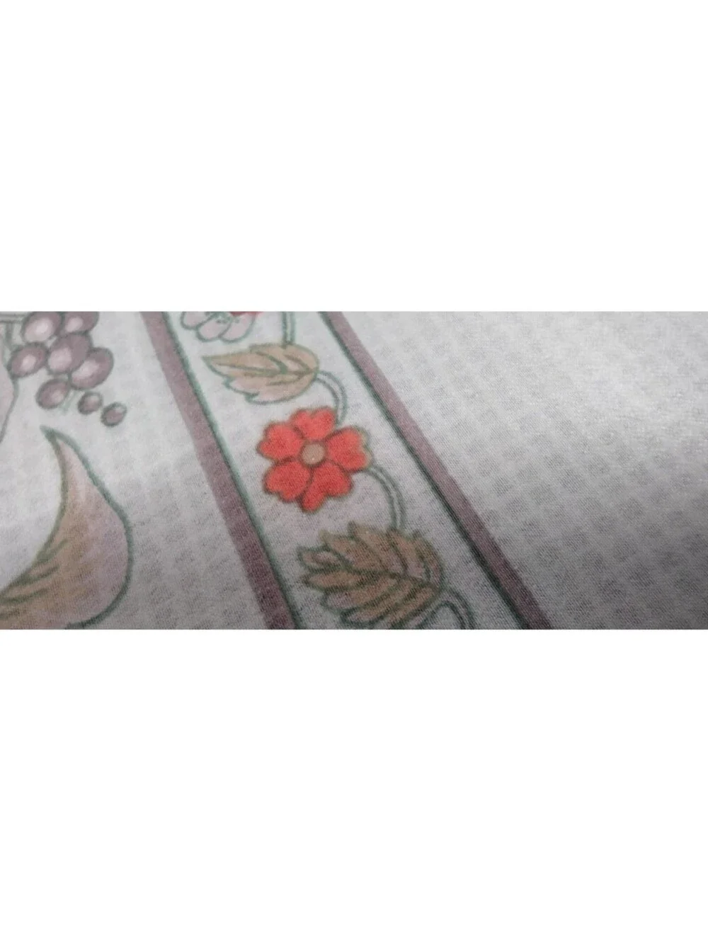 Vintage Cacharel Silk Rayon Scarf Bohemian Style Border Floral Mint Green Gray